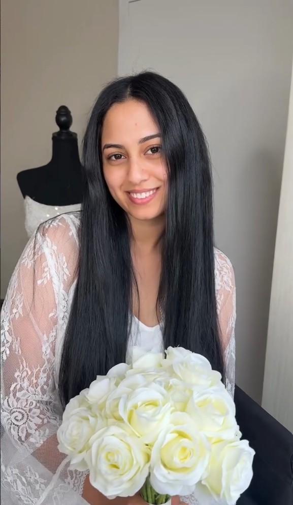 Sleek straight bridal hairstyle at R&M Salon